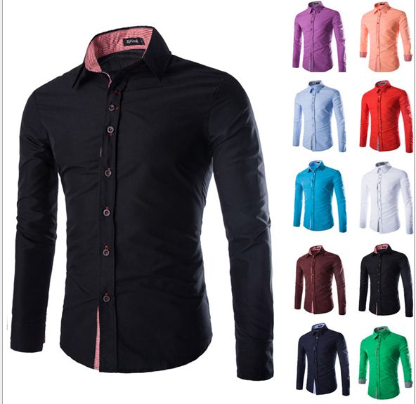 2020 2015 Men Autumn Cool Dress Shirt Long Sleeve Pancelled Wild Casual ...