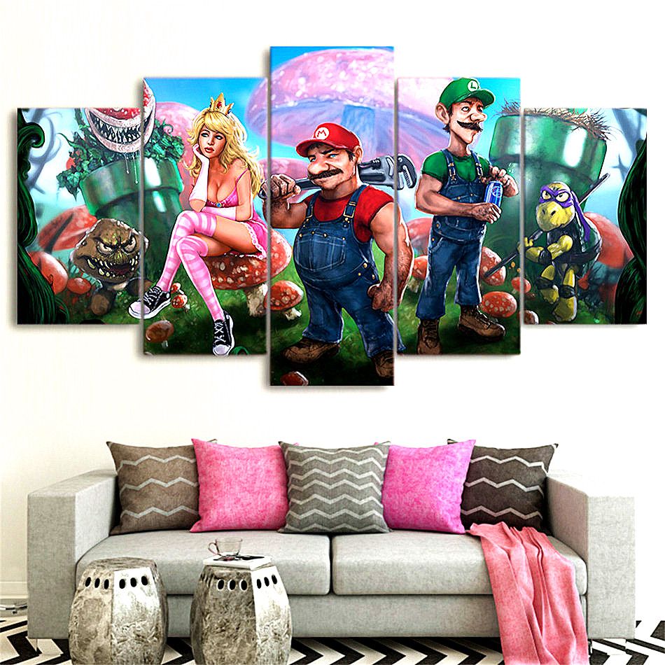 Cartoon Super Mario Game ,Home Decor HD Printed Modern Art Painting on