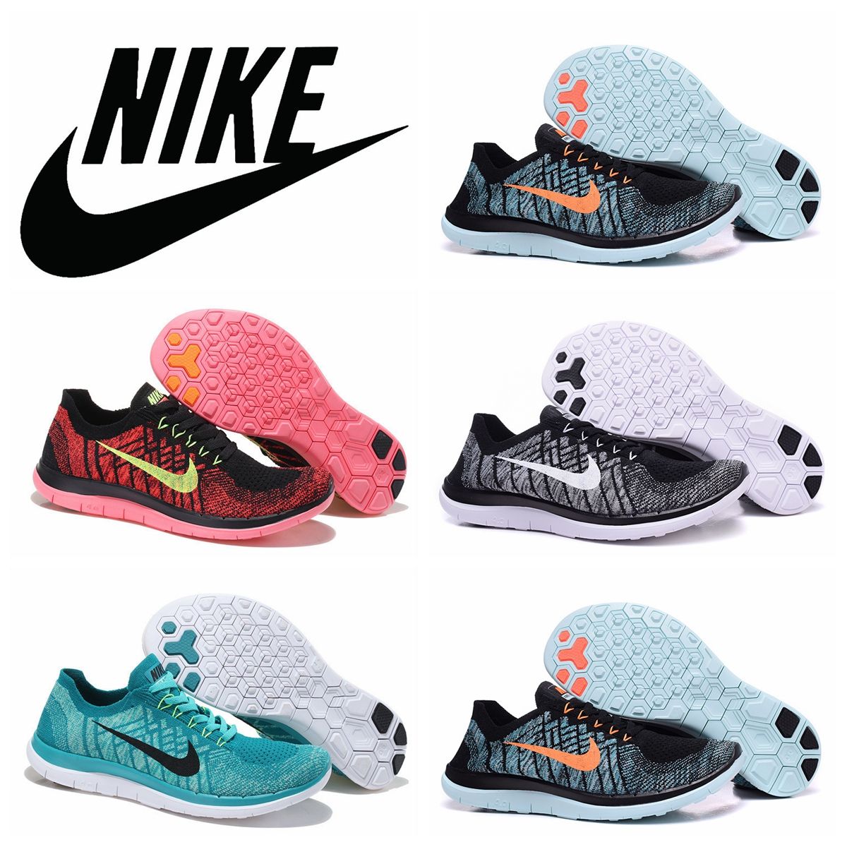 Nike Free Run 4.0+2 Flyknit Running Shoes Mens Weaving Lightweight Breathable Training Shoes 