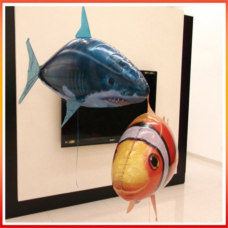 2021 Remote Control Animals Flying Fish Inflatable Assembly Clown Fish Shark Toys Christmas Gift