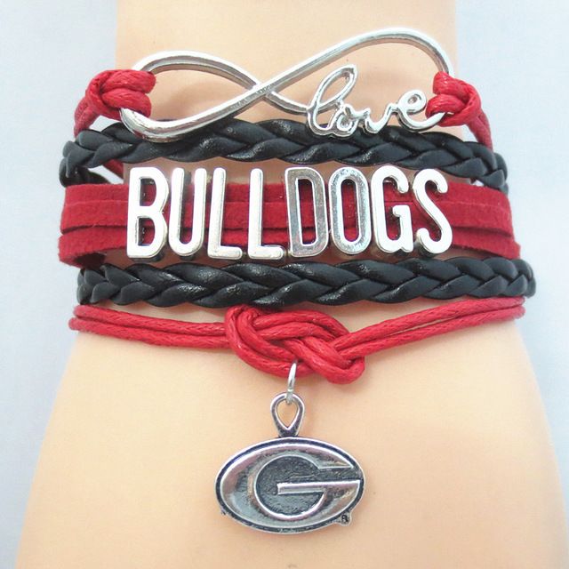 2019 Infinity Love Bulldogs Football Team Bracelet Black Red Customized Wristband Friendship