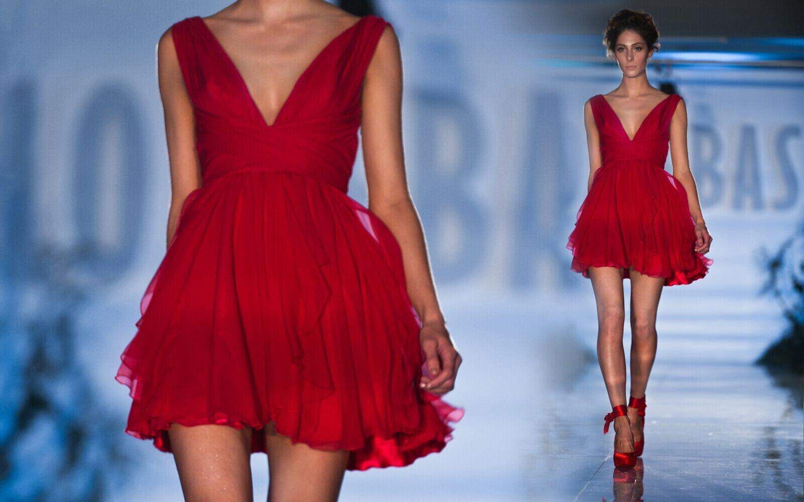 short red chiffon dress
