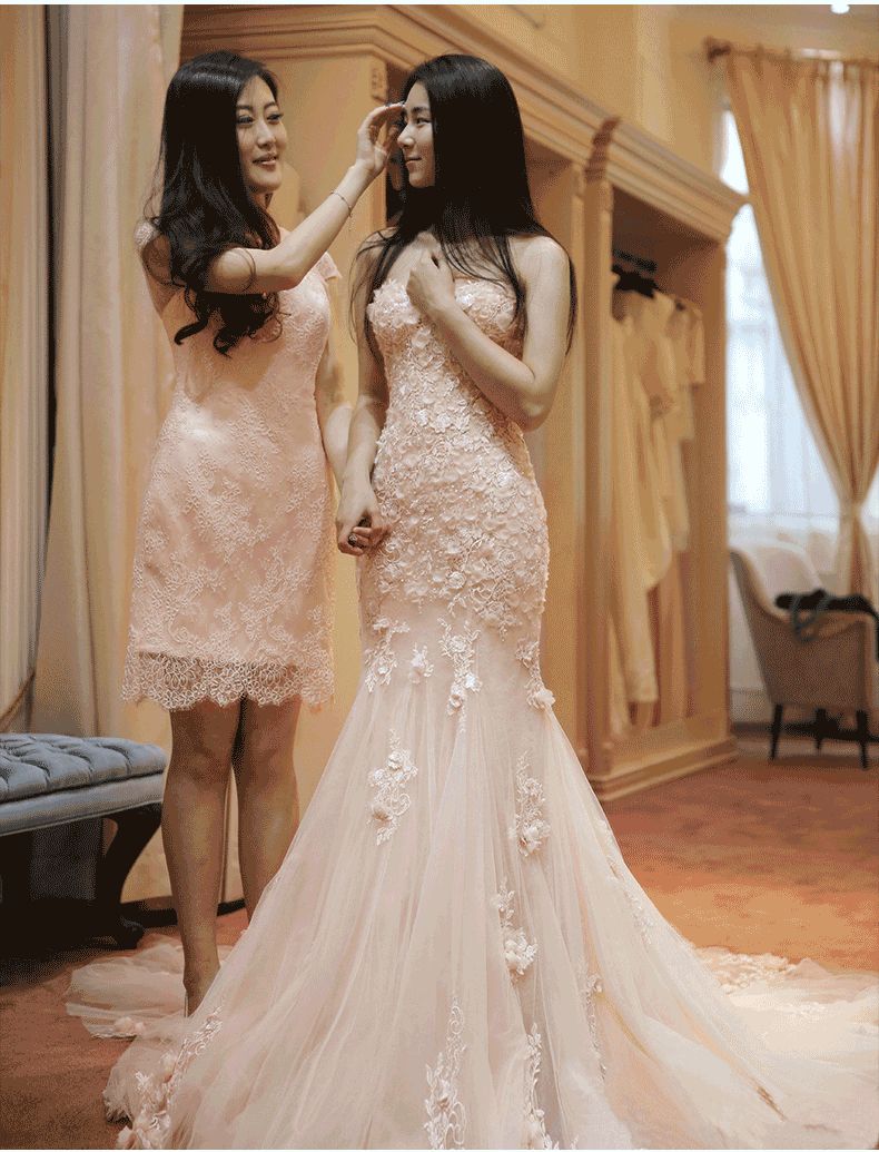 Sexy Blush Pink Illusion Wedding Dresses Real Photo ...