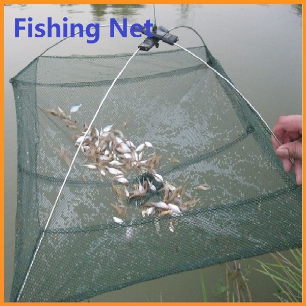 Online Cheap 60*60cm Foldable Fishing Net Shrimp Crab Trap Nylon