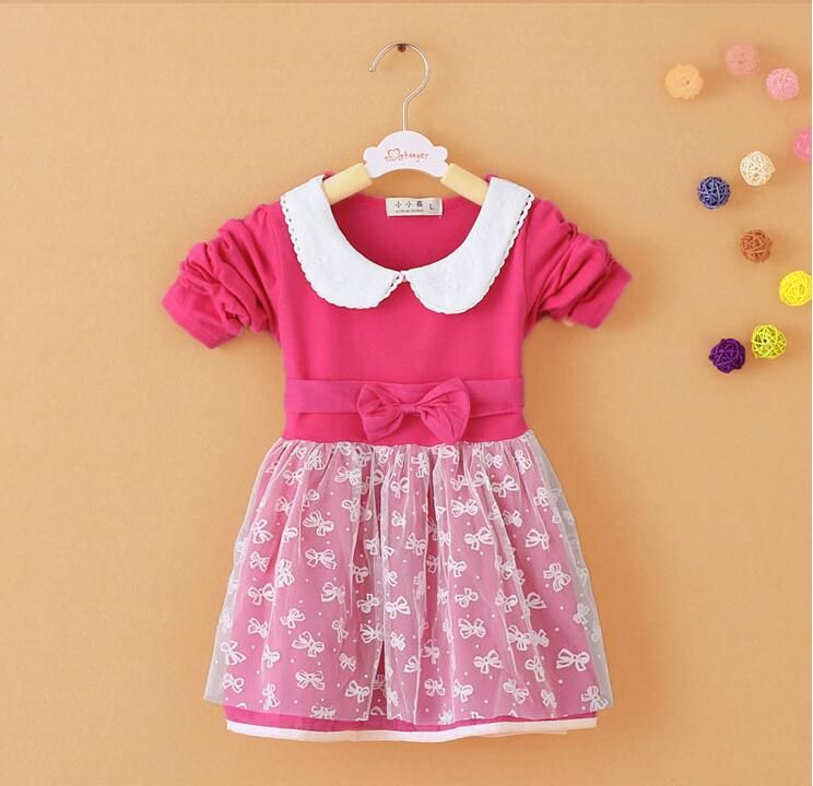 Fashion Baby Girls Lace Bow Dress Toddler Kids Striped Dress Casual ...