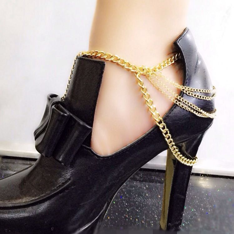 New Tassel Anklets Foot Chain SLAVE ANKLE High heeled Shoes Anklet Chain Gold Crystal Statement High Heel Shoe Ankle
