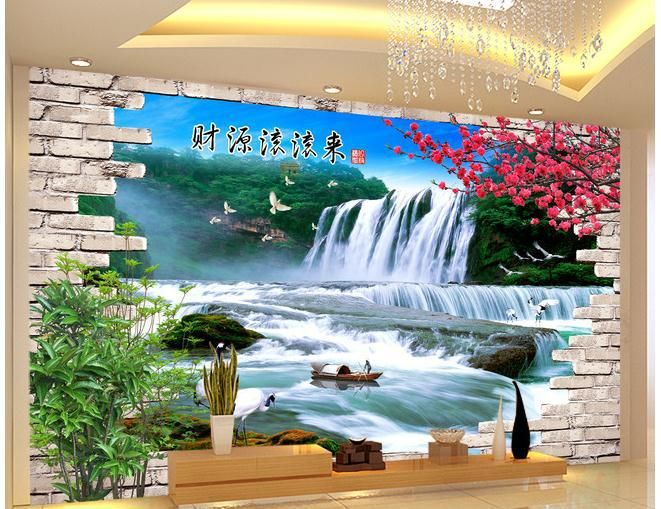 Papel De Parede Waterfall 3d Backdrop Non Woven Wallpaper New Large