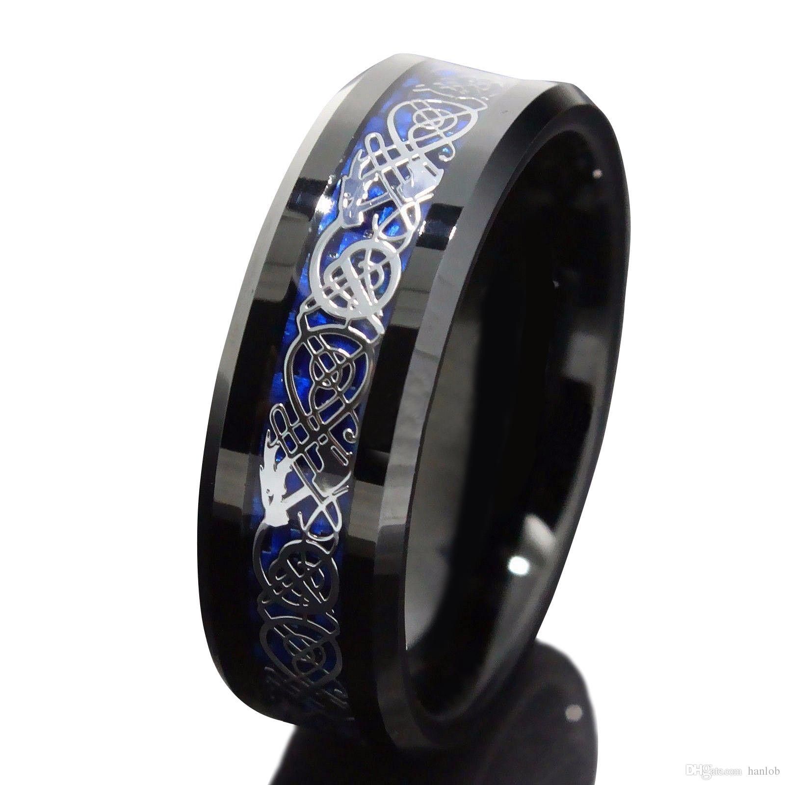 2018 8mm blue black silvering celtic dragon tungsten carbide ring promise statement jewelry charms infinity wedding rings christmas gifts from hanlob - Black And Blue Wedding Rings 2018 8mm blue black silvering celtic dragon tungsten carbide ring promise statement jewelry charms infinity wedding rings christmas gifts from hanlob - Black And Blue Wedding Rings