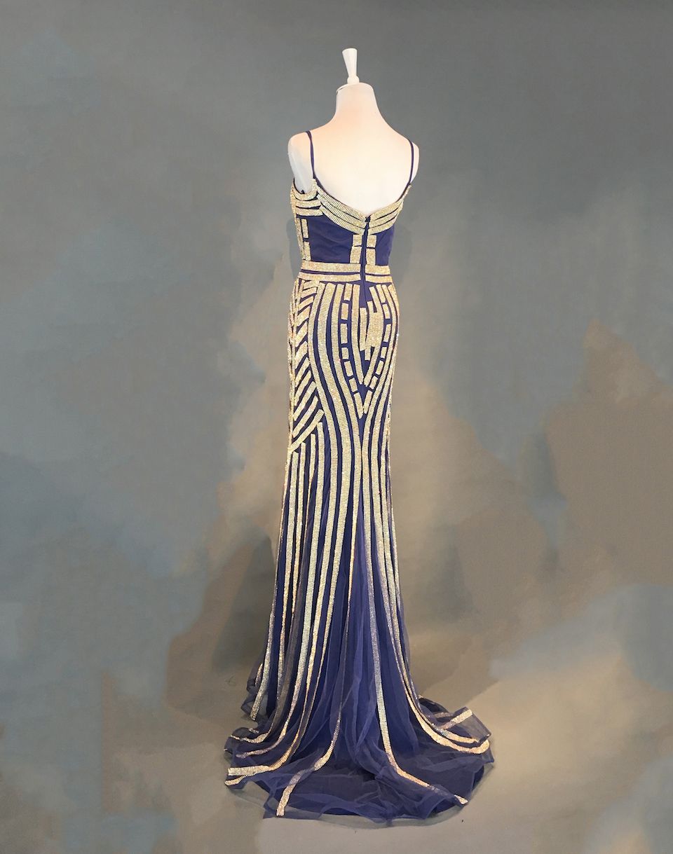 blue sparkly dress long