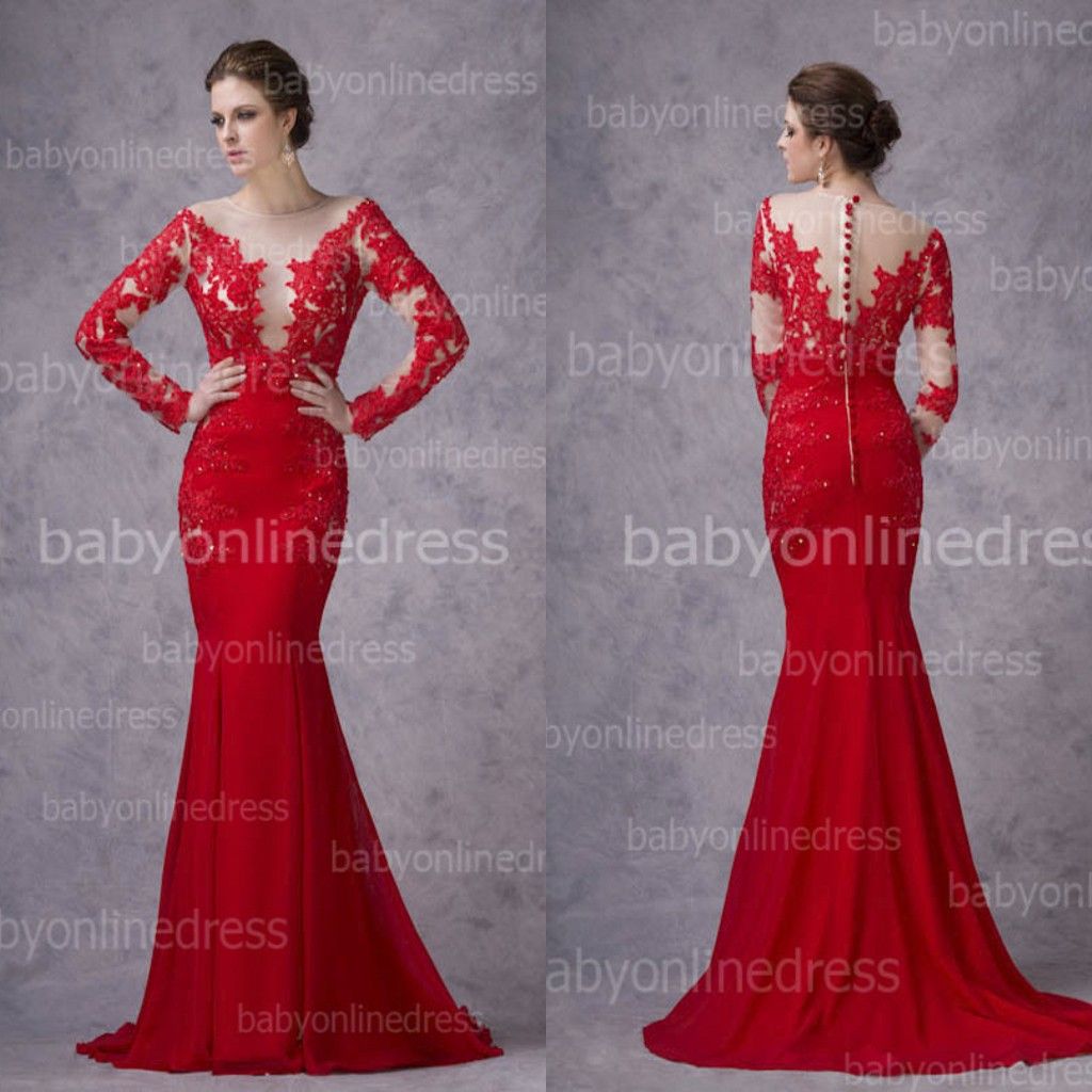 red mermaid wedding gown