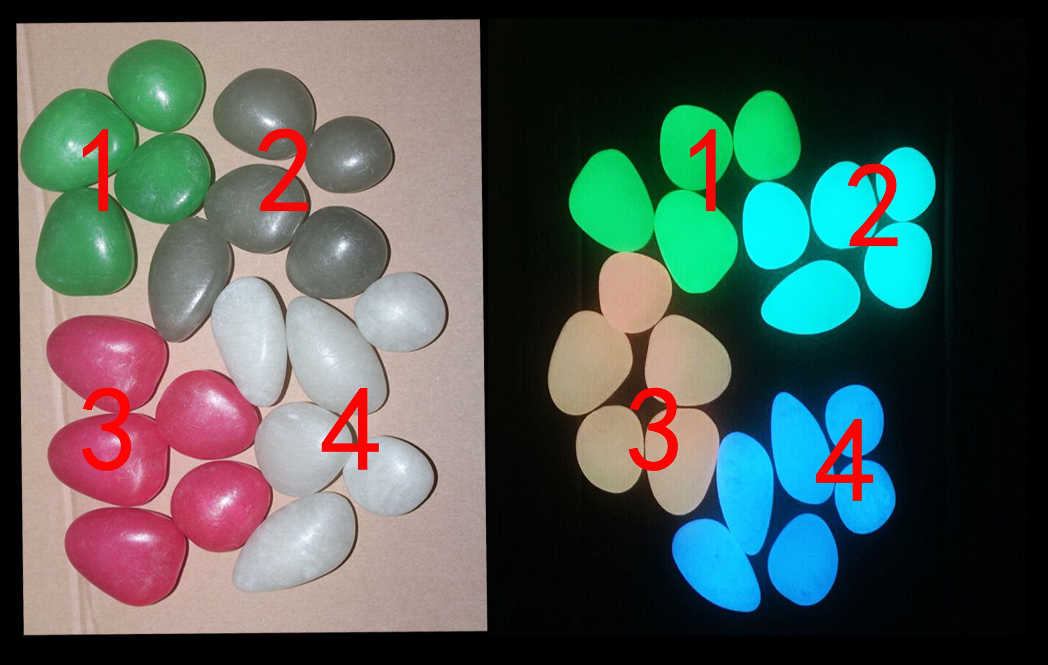2020 1Kg Large Size Glow Pebble In The Dark,Solar Glow Stone Simulation Luminous Pebble Stone
