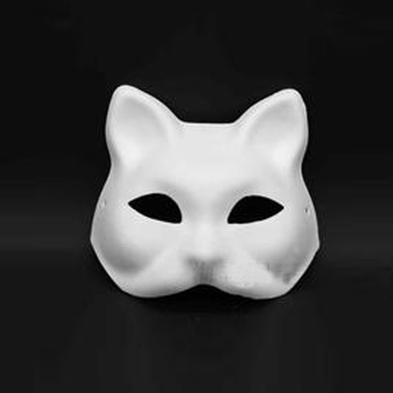 Blank White Masquerade Mask Cat Venetian Cosplay Costume Party DIY Mask ...