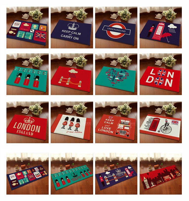 Decorative Sublimation Digital Printed Washable Area Rugs England Style