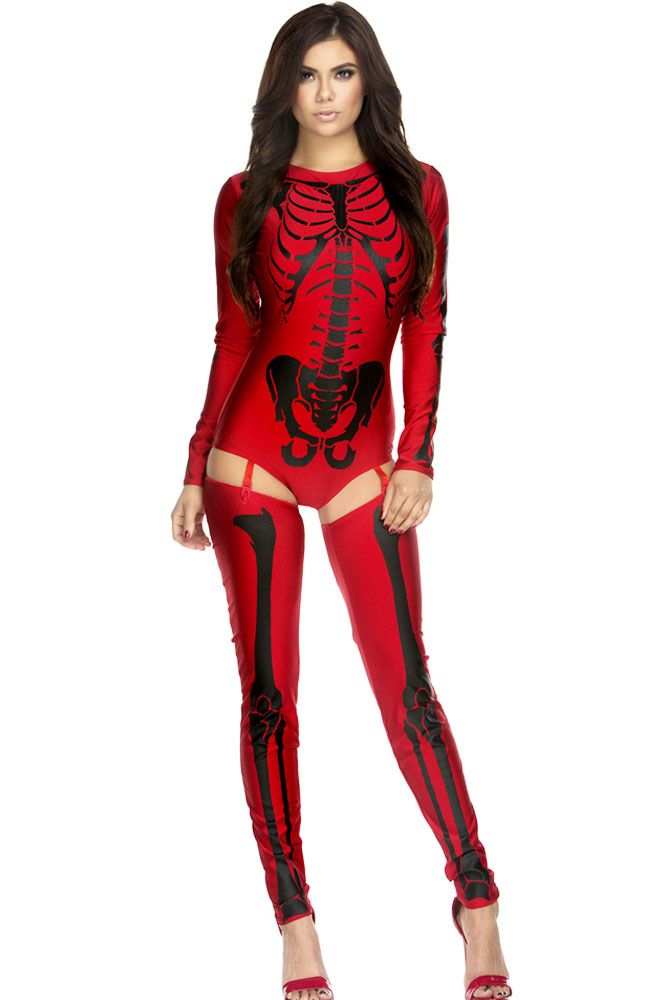 Sexy Halloween Costumes For Women 2021 - 2021 Red White Bad To The Bone Halloween Skeleton Costume Sexy S8948 Sexy Halloween Costumes For Women 2021 - 2021 Red White Bad To The Bone Halloween Skeleton Costume Sexy S8948