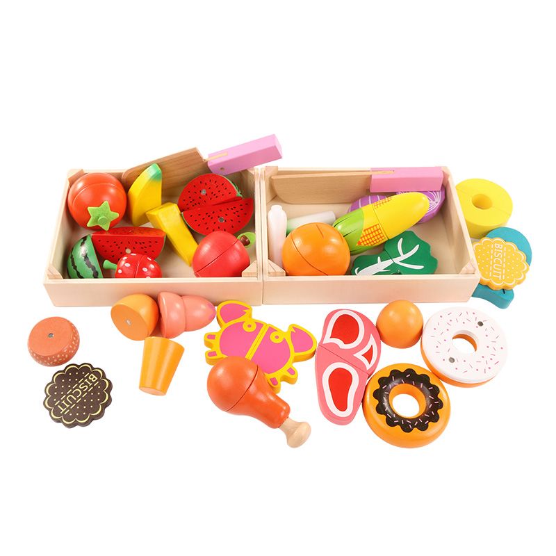 Wooden Kitchen Toys Cutting Fruit Vegetable Play Miniature Food Kids Wooden Kitchen Toys Cutting Fruit Vegetable Play Miniature Food Kids Baby Early Education Toy