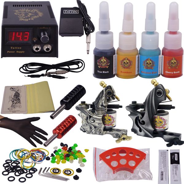 Professional Complete Tattoo Kit Tattoo Starter Set Body Art Kit 2 Gun Machines YLT T1 Body