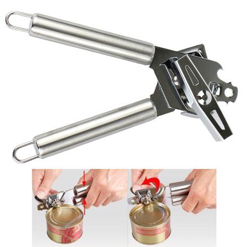2019 Stainless Steel Manual Tin Can Opener With Easy Turn Handle 3 In 1 Tool With Bottle Opener