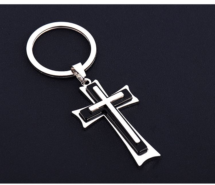 Creative Fashion Black Jesus Cross Keychain Key Chain Ring Keyring ...
