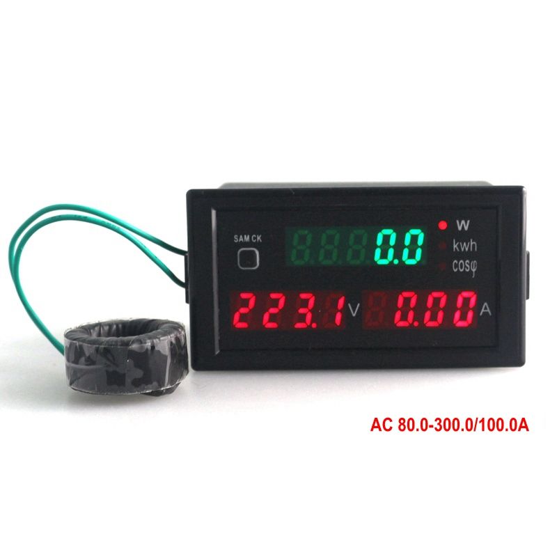 Multifunction Volt Amp Meter AC Range 80 300V 0 100A