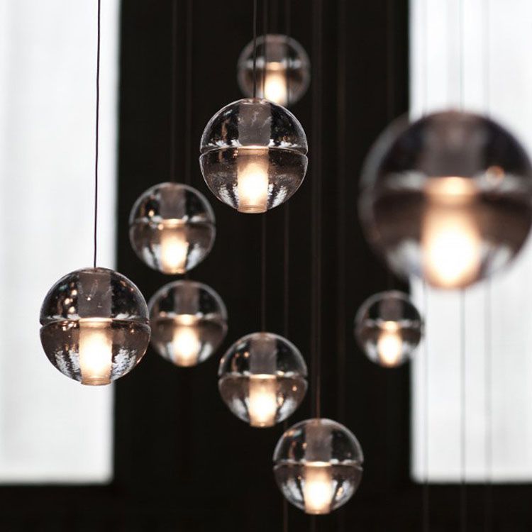 Suspended 3 Light Glass Globe Bubble Pendant Chandelier