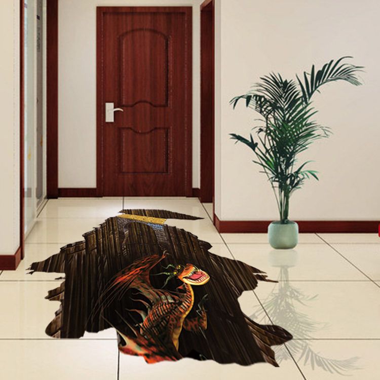 60 90cm 3d dinosaurs floor stickers jurassic world cartoon christmas floor decals
