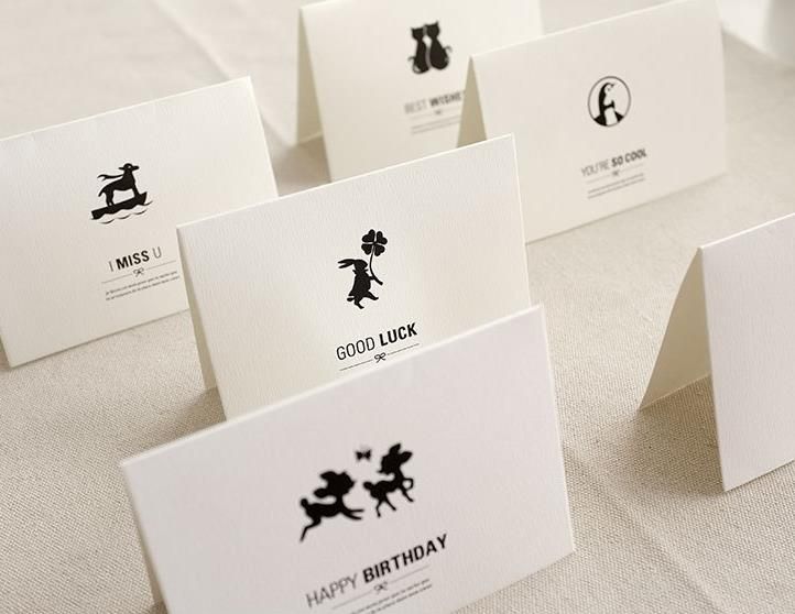simple black white elegant greeting cards mini size 6 patterns gift black and white greeting card