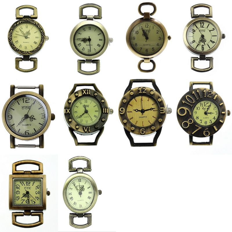 Retro Quartz Watch Faces For Watches Beading Jewelry Making Bronze Tone