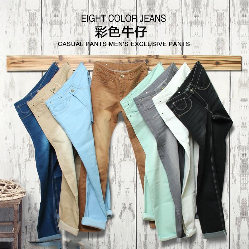 Wholesale Many Color Jeans Men Mens Jeans Elastic Waist Skinny Men's