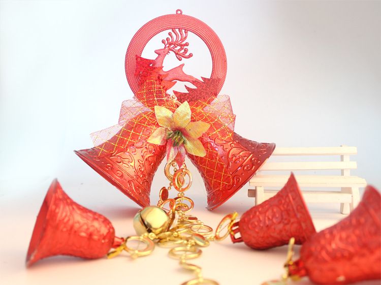 2017 New Hot Sale Christmas Bells Hang Large 60cm Christmas Bow Bells Pendant Wholesale Hanging