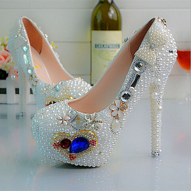 Beautiful Royal Blue Crystal Wedding Shoes 2015 New Design With Fancy