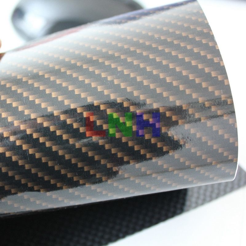 2018 Black Gold 2d Glossy Carbon Fiber Car Vinyl Wrapping Film Glossy