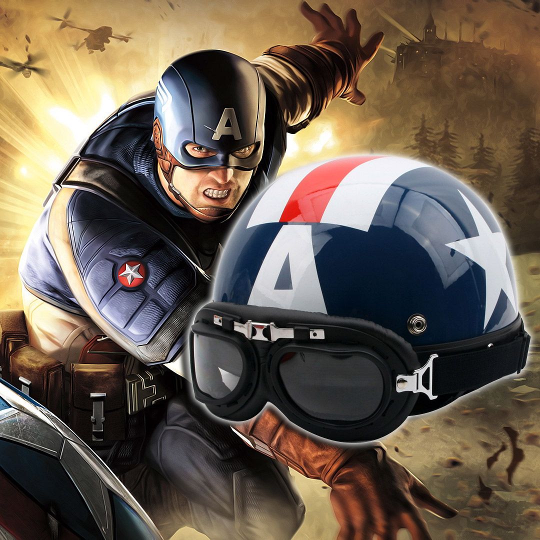 Kk#02 Vintage Cycling Half Face Motorbike Casco Captain ...