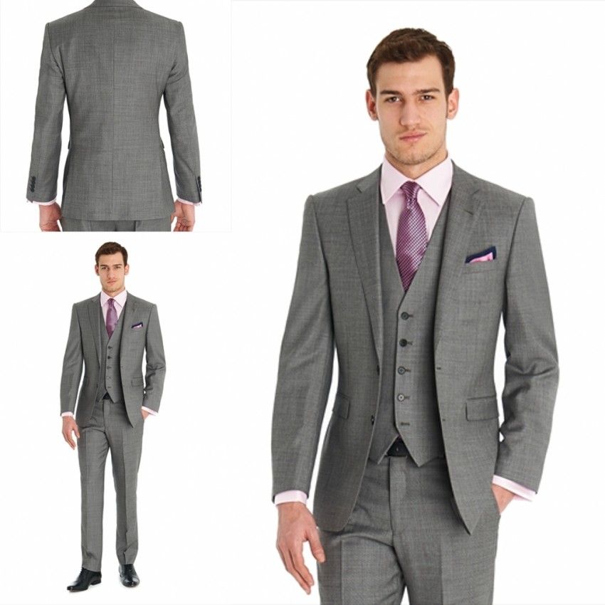 Custom 2015 Grey New Handsome Wedding Tuxedos Good Design Notch ... Custom 2015 Grey New Handsome Wedding Tuxedos Good Design Notch ...