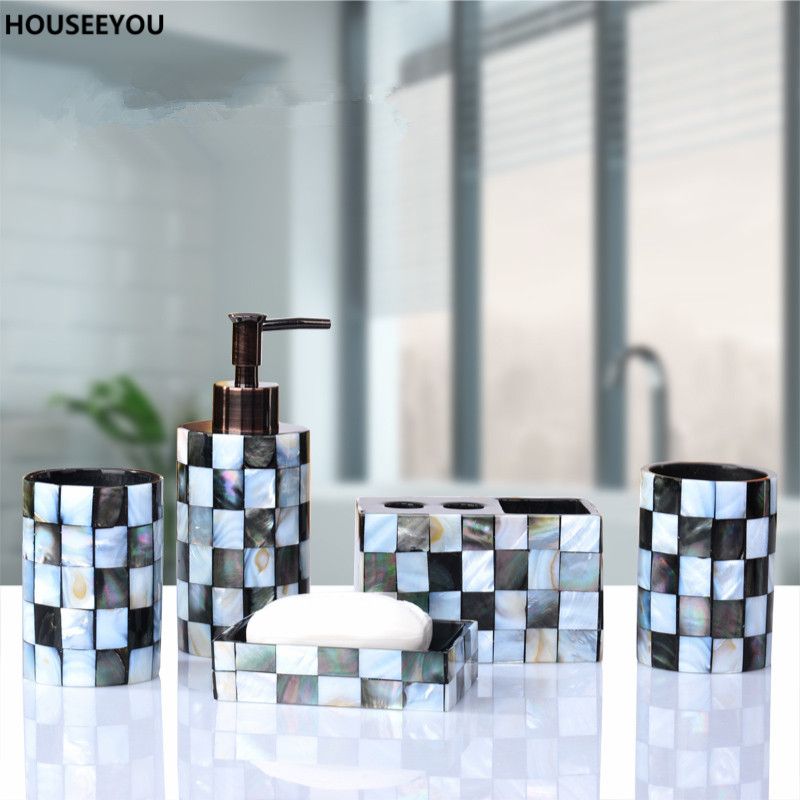 Resin Bathroom Accessories Set Black Erfly S Soap Dispenser Toothbrush Holder Tumbler Dish Home Garden 5pcs