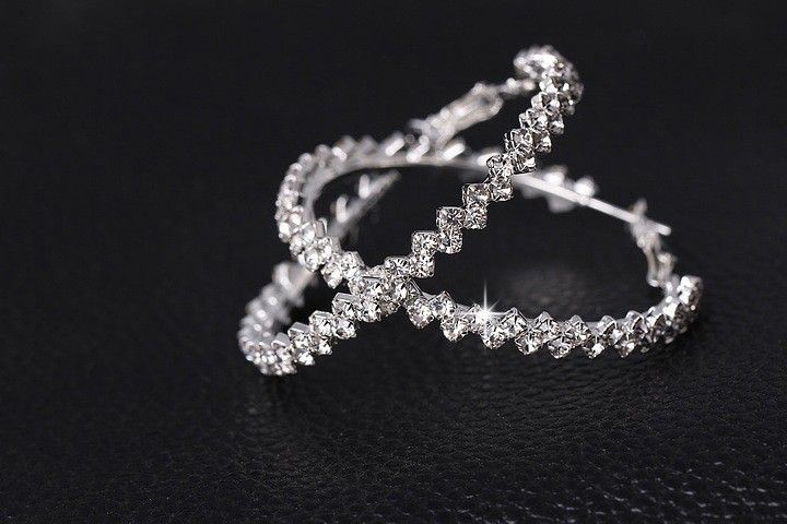 Earrings Hoop for Women fashion jewelry Diamond Earring Wedding/Engagement Round Drop Earrings Hanging 925 Sterling Silver Big Hoop Earrings