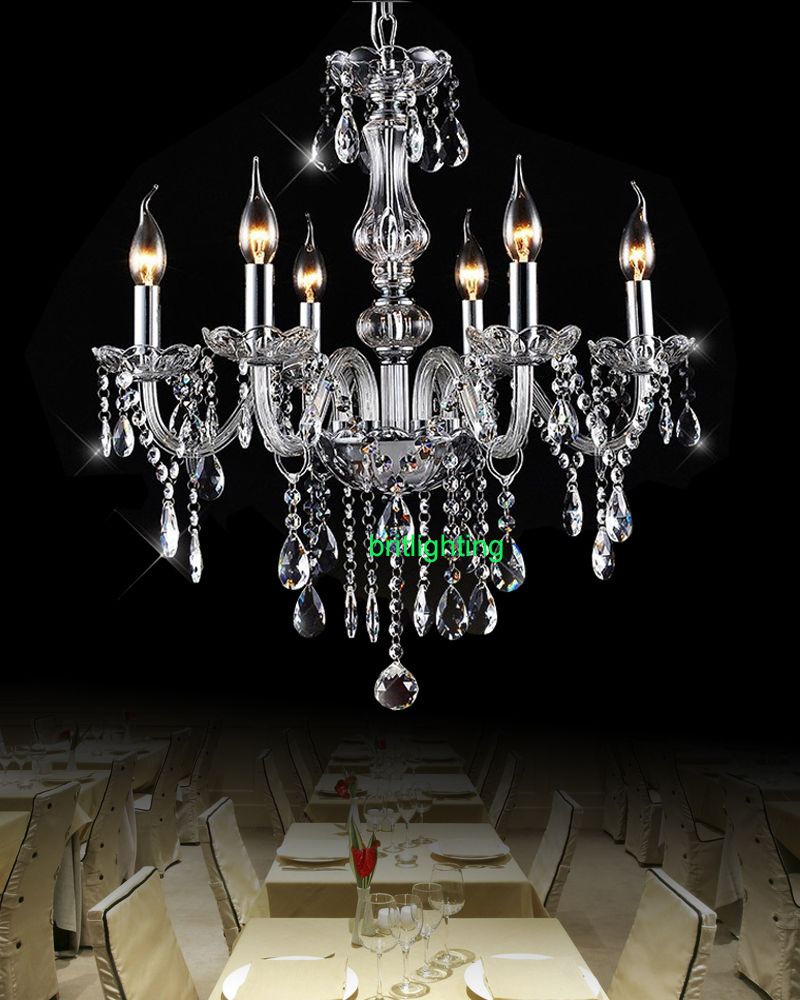 Modern Crystal Chandeliers Dining Room 6 Lights Chandelier With Modern Crystal Chandeliers Dining Room 6 Lights Chandelier With Pendants Entrance Hall Led Home Glass Arms White