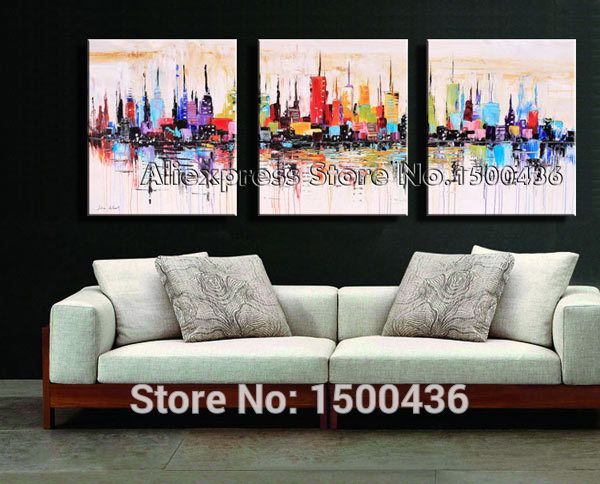 2018 hand painted city canvas art oil painting abstract new york