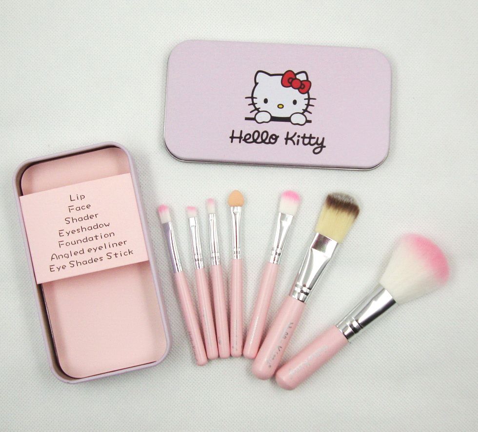 Brand Professional Makeup Brush Hello Kitty Pink Brushes Set Wood