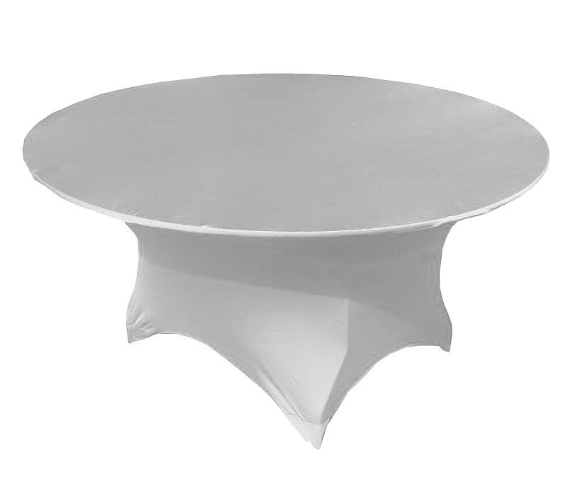 Round White Spandex Lycra Tablecloth, Spandex Round Table Covers 6ft