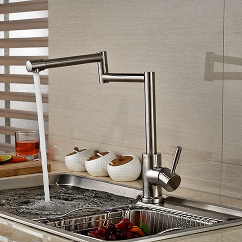 2018 Whole And Retail Brushed Nickel Long Spout Kitchen Faucet 2018 Whole And Retail Brushed Nickel Long Spout Kitchen Faucet Extent Vessel Sink Mixer Tap Single Handle Hole Deck Mounted From Gonglangno1