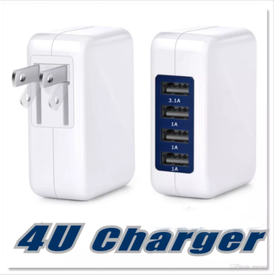 3.1A High Speed 4 Port USB Wall Charger Portable Travel Charger Power Adapter Folding Plug For