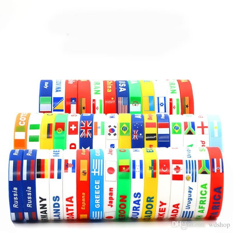 40 Countries National Flag Design Bracelets 100 Silicone Wristband Gym
