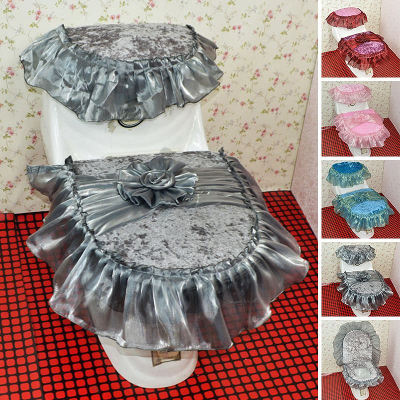 Wholesale Best Quality BRAND New Arrival Three Piece Set Lace Toilet Seat Cover U Shaped