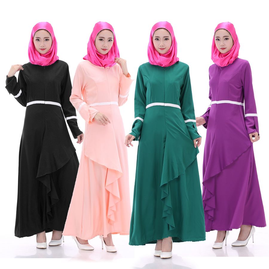 2018 cheap 2016 new dubai robe female muslim dress lotus leaf