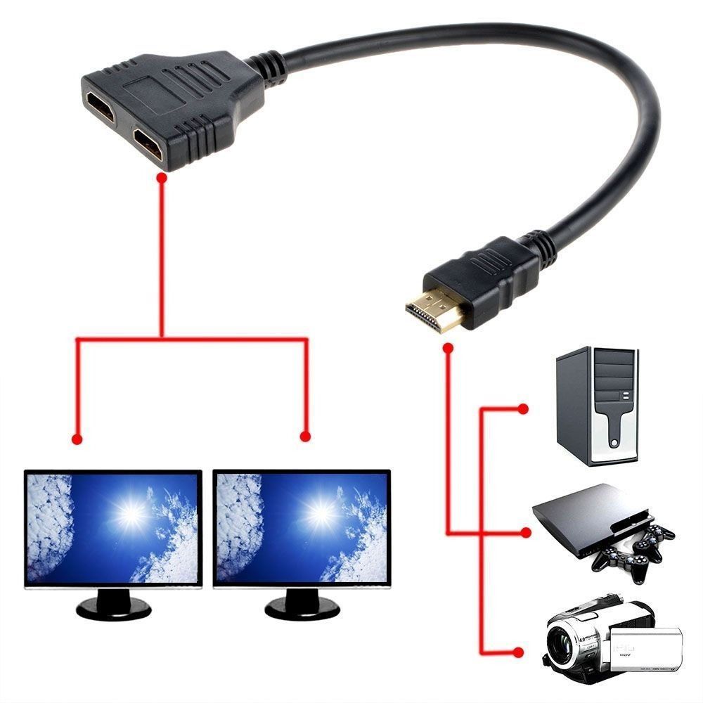 30CM V1.4 HDMI Male To 2 Port Dual Female 1x2 HDMI Cable ...