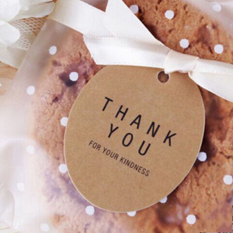 Wholesale 40mm 100pcs Thank You Round Kraft Packing Label For Gift Cookie Wedding Favor Labels Custom Tags Retail Hang Cardboard Etiquetas