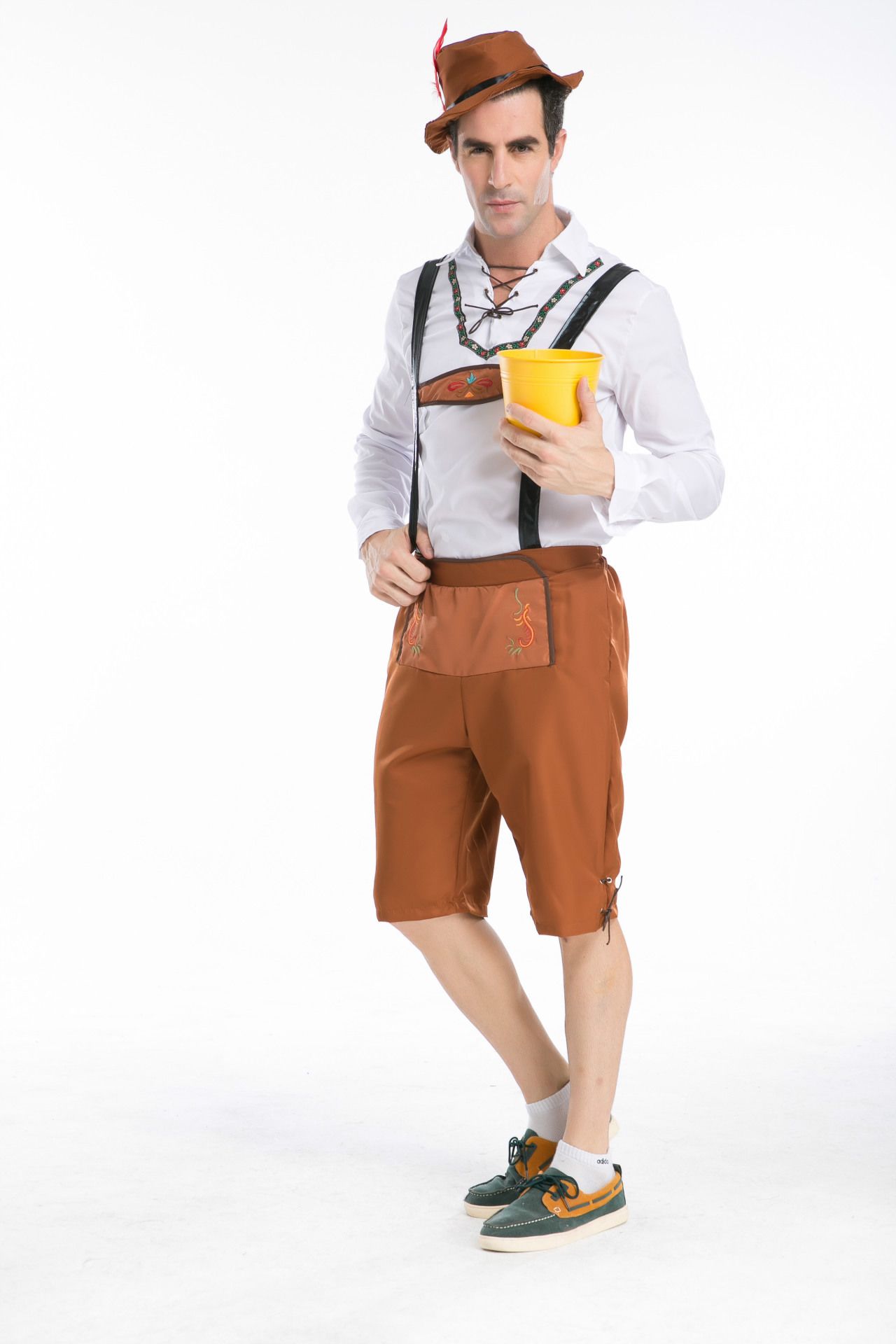Men\u0027s Oktoberfest Lederhosen with Suspenders Costume For Man Role Play,Stage Costuming Mardi Gras Carnival Party Size S M L XL XXL