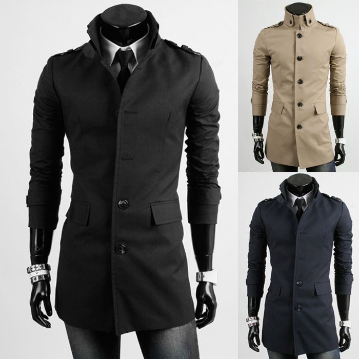 Winter Overcoat Khaki Black Navy Blue Wool Coat Men'S Cloth Coat Single ...