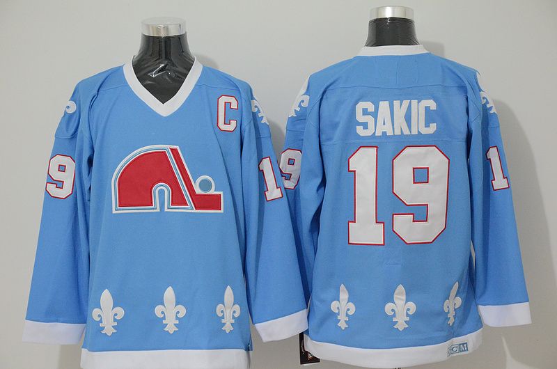 2019 Mens Quebec Nordiques Vintage 19 Joe Sakic Hockey Jerseys Baby