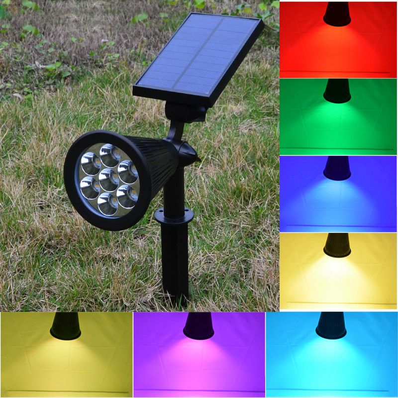 Solar Powered Led Rgb W Garden Lawn Lamp Outdoor Waterproof Solar Powered Led Rgb W Garden Lawn Lamp Outdoor Waterproof Spotlight Automatic Color Changing Wall Mounted Light For Yard Decor